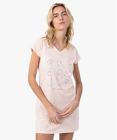 chemise de nuit femme imprimee a manches courtes imprime nuisettes chemises de nuitC975101_1