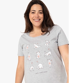 chemise de nuit femme grande taille a manches courtes avec motifs gris nuisettes chemises de nuitC975401_2