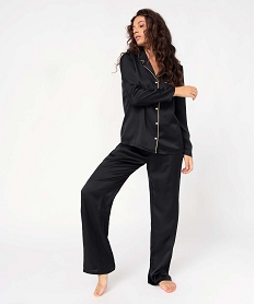 pyjama femme en matiere satinee avec lisere scintillant noirC976401_2