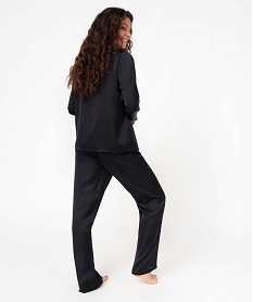 pyjama femme en matiere satinee avec lisere scintillant noirC976401_3