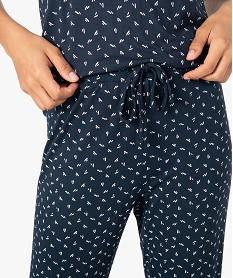 pantalon de pyjama femme en maille fine avec bas resserre bleuC977701_2