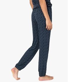 pantalon de pyjama femme en maille fine avec bas resserre bleuC977701_3
