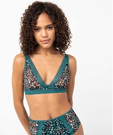 GEMO Soutien-gorge triangle en dentelle imprimée blanc chine