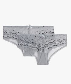 shorty en dentelle et tulle femme (lot de 2) gris standard shortiesC983501_4