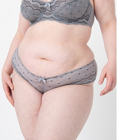 shorty femme grande taille en dentelle et tulle gris shortiesC983701_1