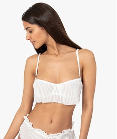 soutien-gorge femme bandeau en voile plisse blancC985301_1