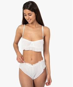 soutien-gorge femme bandeau en voile plisse blanc soutien gorge avec armaturesC985301_3