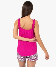 haut de pyjama femme forme debardeur fronce rose hauts de pyjamaC988401_3
