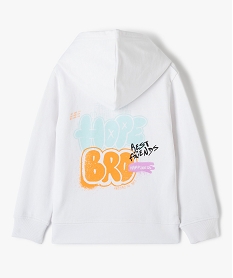 sweat garcon a capuche avec imprime au dos blanc sweatsC990601_4