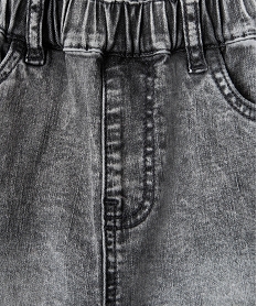 bermuda en jean garcon a poches cargo et taille elastiquee grisC994201_2