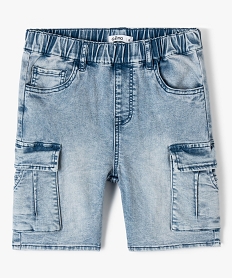 GEMO Bermuda en jean garçon à poches cargo et taille élastiquée Bleu