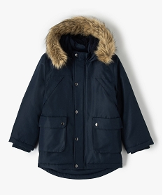 parka garcon deperlante a doublure chaude et capuche bleuC997401_1