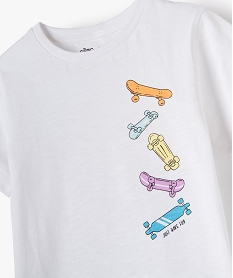 tee-shirt garcon a manches courtes et imprime skate fluo blancC999101_2