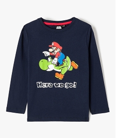 GEMO Tee-shirt garçon à manches longues imprimé - Super Mario Bleu
