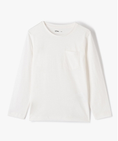 GEMO Tee-shirt à manches longues avec poche poitrine garçon blanc chine