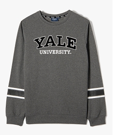 sweat garcon molletonne inscription velours - yale university gris sweatsD006301_1