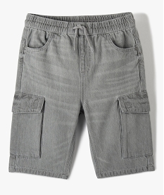 bermuda en jean garcon forme cargo a taille elastiquee gris shorts bermudas et pantacourtsD008601_1