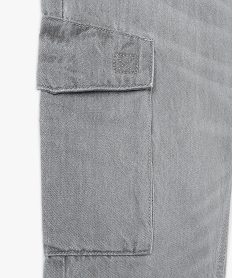 bermuda en jean garcon forme cargo a taille elastiquee gris shorts bermudas et pantacourtsD008601_2