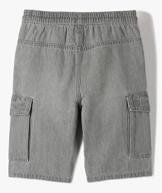 bermuda en jean garcon forme cargo a taille elastiquee grisD008601_3