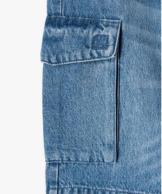 bermuda en jean garcon forme cargo a taille elastiquee bleuD008701_2