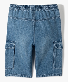 bermuda en jean garcon forme cargo a taille elastiquee bleu shorts bermudas et pantacourtsD008701_3