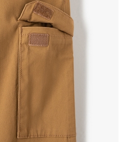 pantalon garcon en toile unie coupe jogger brun pantalonsD009001_2