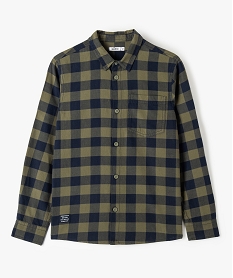 GEMO Chemise garçon à carreaux vert chine