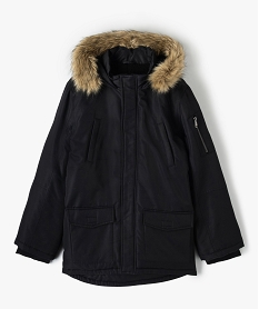 blouson garcon matelasse avec doublure sherpa et capuche fantaisie noir blousons et vestesD010201_1