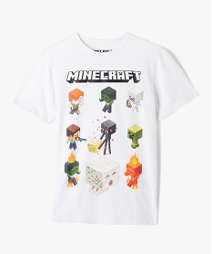 GEMO Tee-shirt garçon à manches courtes imprimé - Minecraft Blanc