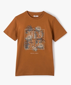 tee-shirt garcon a manches courtes a motif tropical brun tee-shirtsD011701_1