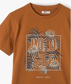 tee-shirt garcon a manches courtes a motif tropical brun tee-shirtsD011701_2