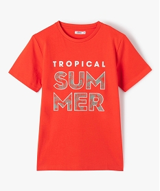 GEMO Tee-shirt garçon à manches courtes à motif tropical Rouge