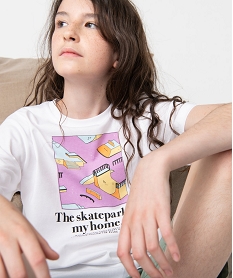 tee-shirt garcon a manches courtes avec motif sur le buste blanc tee-shirtsD012101_1