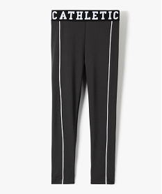 GEMO Legging de sport fille à large ceinture élastique Gris