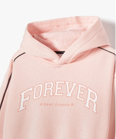 sweat fille a capuche en molleton chaud rose sweatsD016401_2