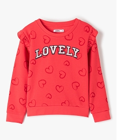 sweat fille molletonne a motifs rouge sweatsD016801_1