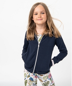 sweat zippe a capuche interieur molletonne fille bleu sweatsD018101_1