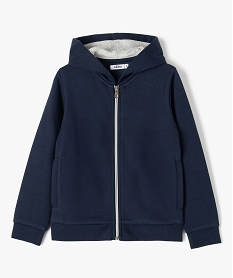 sweat zippe a capuche interieur molletonne fille bleu sweatsD018101_2