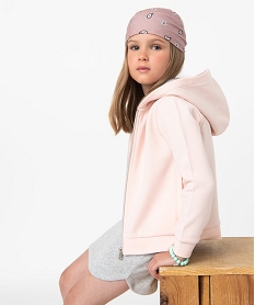 GEMO Sweat zippé à capuche intérieur molletonné fille Rose