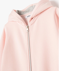 sweat zippe a capuche interieur molletonne fille roseD018201_3