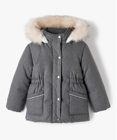 GEMO Manteau fille élégant à doublure chaude et rembourrage en fibres recyclées Gris