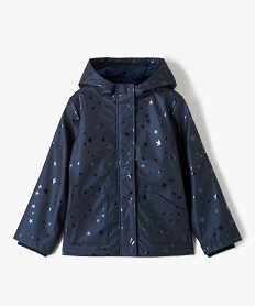 impermeable fille a capuche et motifs etoiles bleu vestes manteaux et blousonsD020001_1