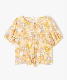 chemise fille a manches courtes et motifs fleuris jauneD020201_1