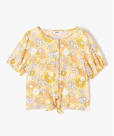 GEMO Chemise fille à manches courtes et motifs fleuris Jaune