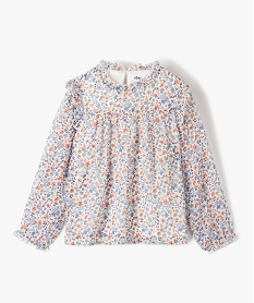 GEMO Blouse fille en voile imprimé à manches longues et volants Beige
