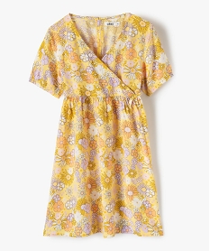 robe fille a manches courtes a motifs fleuris jauneD021301_1