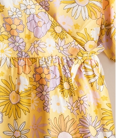 robe fille a manches courtes a motifs fleuris jauneD021301_2