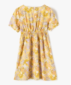 robe fille a manches courtes a motifs fleuris jauneD021301_3