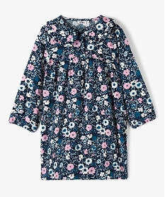 robe fille fleurie a manches longues et grand col bleuD021701_1