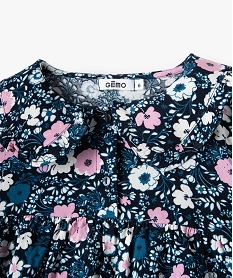 robe fille fleurie a manches longues et grand col bleuD021701_2
